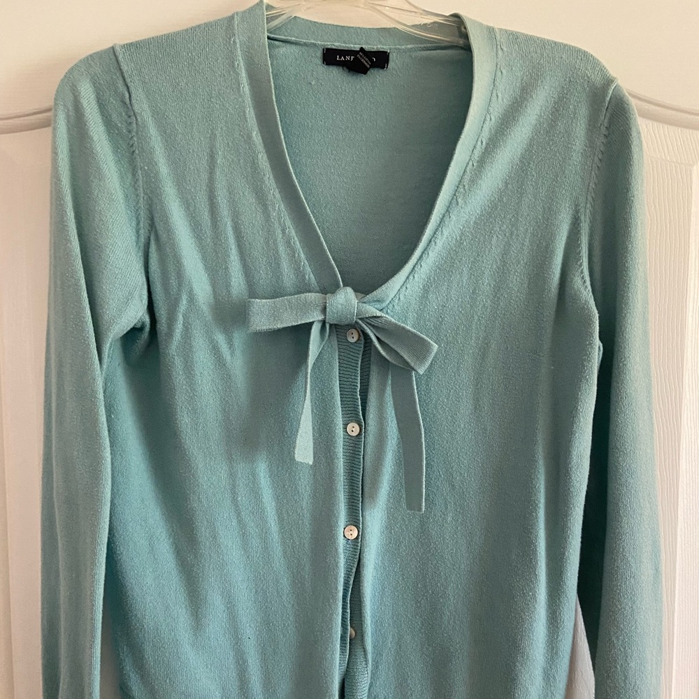 Lands’ End teal long sleeve cardigan
